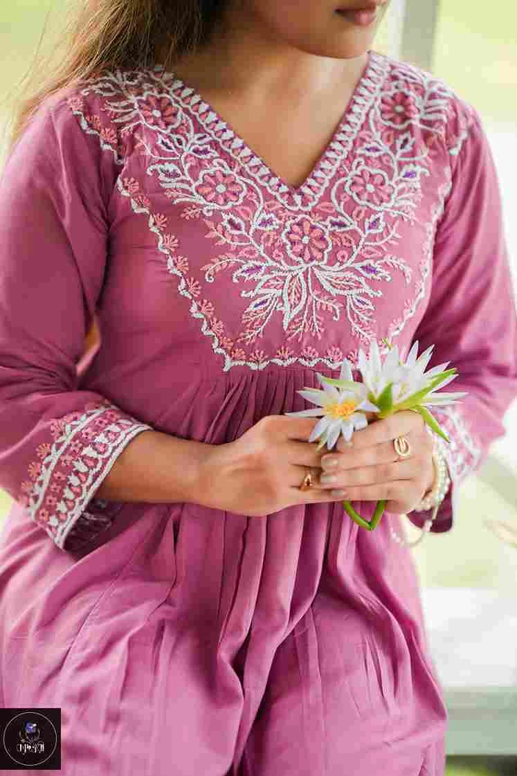 Onion  Hand-Stitched Lilen Kurti